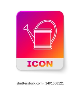 White Watering can icon isolated on white background. Irrigation symbol. Rectangle color button. Vector Illustration