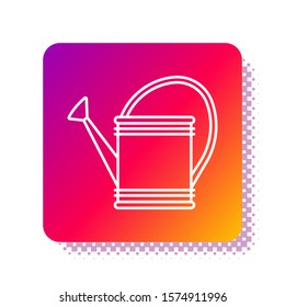 White Watering can icon isolated on white background. Irrigation symbol. Square color button. Vector Illustration