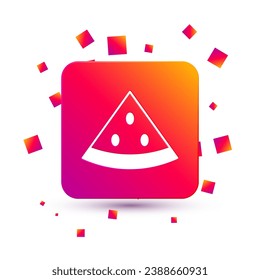 Icono de la sandía blanca aislado fondo blanco. Botón de color cuadrado. Vector
