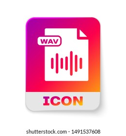 White WAV file document. Download wav button icon isolated on white background. WAV waveform audio file format for digital audio riff files. Rectangle color button. Vector Illustration