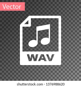 White WAV file document icon. Download wav button icon isolated on transparent background. WAV waveform audio file format for digital audio riff files. Vector Illustration