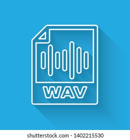 White WAV file document icon. Download wav button line icon isolated with long shadow. WAV waveform audio file format for digital audio riff files. Vector Illustration