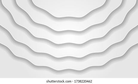 White Wave Abstract Paper Cut Background Desgin Vector Wave Shadow Template