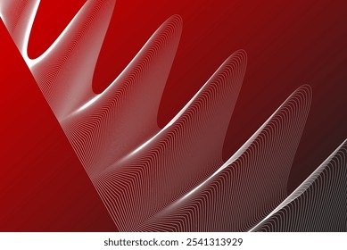 Estilo abstracto de la onda blanca en un fondo rojo, efectos de iluminación, y estilo de diseño de lujo.