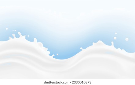 White wave along with drips and splashes. Vector illustration. Can be use for your design. Great for imaging milk, cream and other white liquids. EPS10.