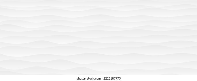 White wave banner. Wall texture. Abstract modern geometric design. Ripple interior decor. Neutral business presentation background. Soft line pattern. Minimal border. Gray mosaic. Vector illustration.