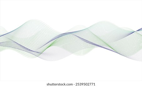 White wave curve lines banner background design. Abstract blue purple gradient flowing wave lines on white background.	