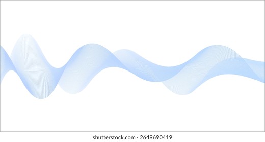 White wave curve lines banner background design. Abstract soft wave lines dynamic flowing blue light isolated background. 
