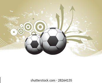 white wave, grunge background with arrows, football, circle