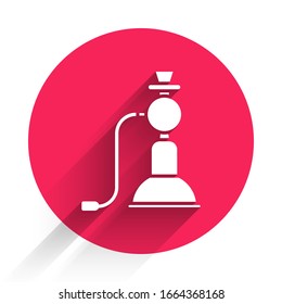 White Wave icon isolated with long shadow. Red circle button. Vector Illustration