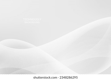 White wave line pattern abstract background with halftone. Cover. Technology wallpaper. Vector illustration