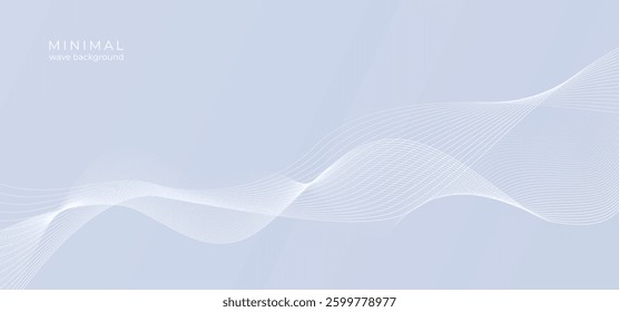 White wave lines background, abstract dotted lines fluid, minimal design for business and presentation. Halftone igital light waves flow, premium light purple vector illustration.