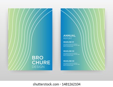 White wave lines on blue, green design for annual report, brochure, flyer, poster. Abstract blue, green background vector illustration flyer, leaflet, poster. Business abstract A4 brochure template.
