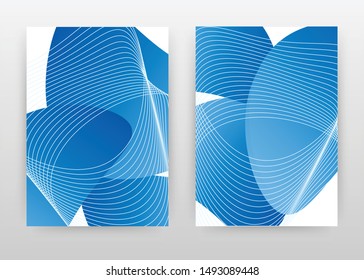 White wave lines on blue design of annual report, brochure, flyer, poster. Blue abstract background vector illustration for flyer, leaflet, poster. Business abstract A4 brochure template.