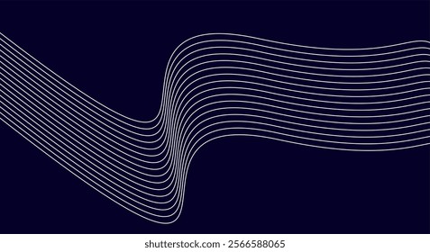 White wave lines on blue background.