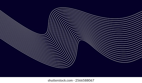 White wave lines on blue background.