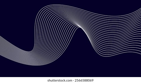 White wave lines on blue background.