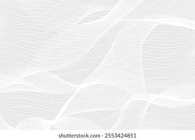White Wave Lines Pattern On Gray Background. Vector Illustration. Abstract Business Wallpaper