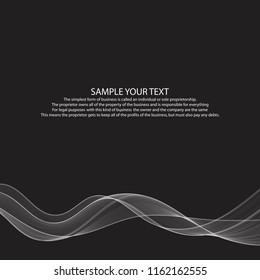 White wave on a black background. Layout for advertising. Modern design decoration