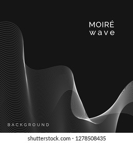 White moiré wave on black background
