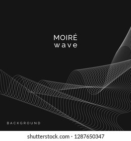 White moiré wave on black background