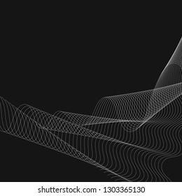 White moiré wave on black background
