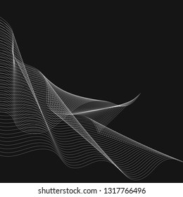 White moiré wave on black background