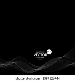 white wave on black background.  abstract vector background. layout for presentation 