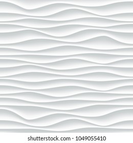 White wave pattern background with seamless wave wall texture. Vector trendy ripple wallpaper interior decoration. Seamless 3d geometry design