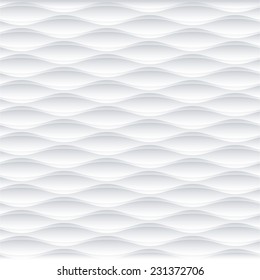 White wave  seamless texture. 3D Vector pattern.