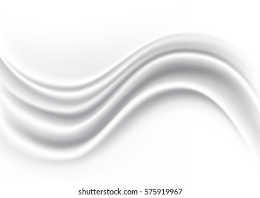 White Wave Silk Fabric Abstract Background, Vector Illustration