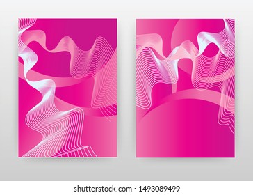 White waved lines design of annual report, brochure, flyer, poster. Purple lines concept background vector illustration for flyer, leaflet, poster. Business abstract A4 brochure template.