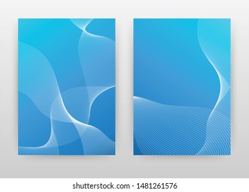 Líneas onduladas en blanco sobre el diseño azul para el informe anual, folleto, volante, afiche. Líneas onduladas sobre ilustración vectorial azul para volante, volante, afiche. Plantilla de folleto de resumen empresarial A4.