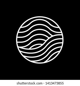 White Waves logo template. Simple Water symbol and icon Logo Template isolated on black background. Abstract ornamental emblem for business, travel, tourism and ecology concepts, health.
