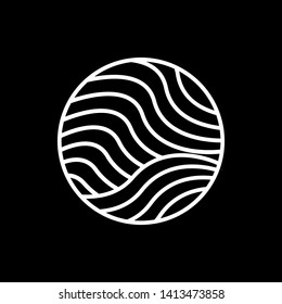 White Waves logo template. Simple Water symbol and icon Logo Template isolated on black background. Abstract ornamental emblem for business, travel, tourism and ecology concepts, health.