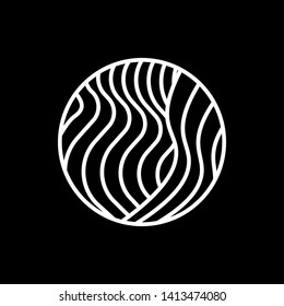 White Waves logo template. Simple Water symbol and icon Logo Template isolated on black background. Abstract ornamental emblem for business, travel, tourism and ecology concepts, health.