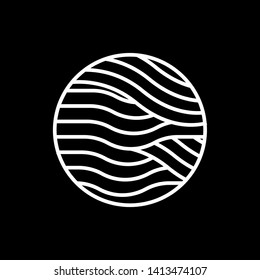 White Waves logo template. Simple Water symbol and icon Logo Template isolated on black background. Abstract ornamental emblem for business, travel, tourism and ecology concepts, health.