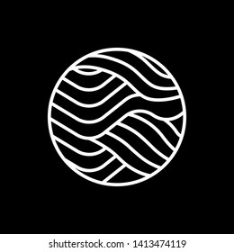 White Waves logo template. Simple Water symbol and icon Logo Template isolated on black background. Abstract ornamental emblem for business, travel, tourism and ecology concepts, health.