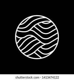 White Waves logo template. Simple Water symbol and icon Logo Template isolated on black background. Abstract ornamental emblem for business, travel, tourism and ecology concepts, health.