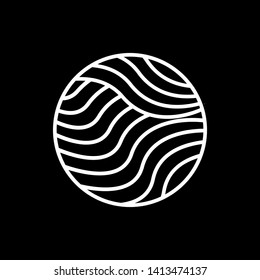 White Waves logo template. Simple Water symbol and icon Logo Template isolated on black background. Abstract ornamental emblem for business, travel, tourism and ecology concepts, health.