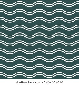 Olas blancas sobre un fondo turquesa oscuro. Ilustración vectorial transparente para el embalaje, superficie, diseño de tela.