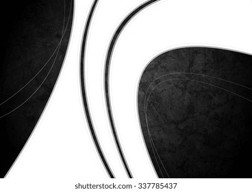 White waves on grunge black texture. Vector design