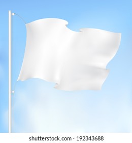 white waving flag , vector drawing