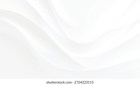 Fundo abstrato ondulado branco com linhas curvas suaves e textura gradiente sutil