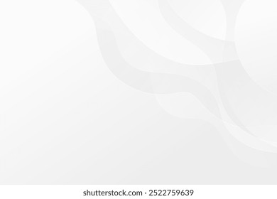 White wavy abstract business background. White and grey soft subtle background. Flowing dynamic curvy lines for websites and social media