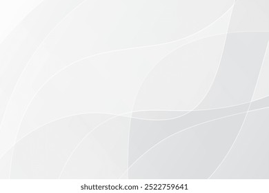 Fundo de negócios abstrato ondulado branco. Fundo sutil suave branco e cinza. Fluxo de linhas de curvas dinâmicas para sites e mídias sociais