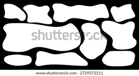 White wavy abstract organic rectangle shapes set on black background