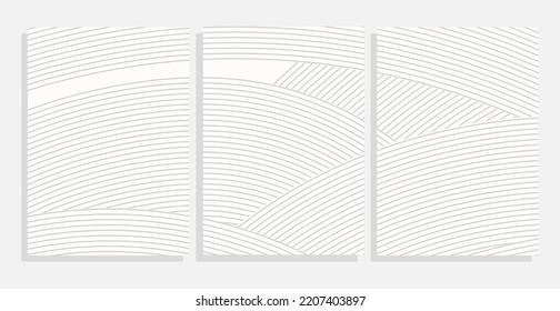 white wavy lined paper vector background set