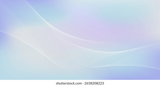 Fondo abstracto de líneas onduladas blancas: rayas curvas suaves, swooshes dinámicos. Diseño gráfico minimalista futurista. Color púrpura pastel ligero, textura elegante de la tela de seda para el Anuncio de Web, cartel.