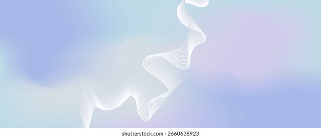 Weiße gewellte Linien abstrakter Hintergrund - glatte gekrümmte Streifen, dynamische Swoosh. Futuristische minimalistische Grafik. 